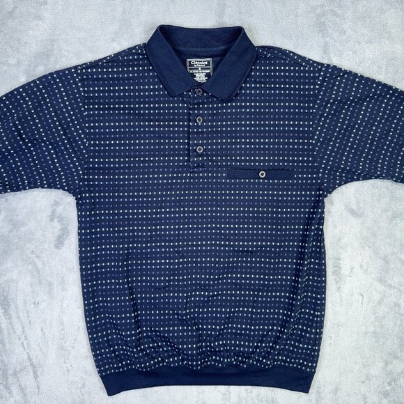 Classics By Palmland Polo Shirt Mens Medium M Navy Blue Grandpa Golf Casual - Picture 7 of 7